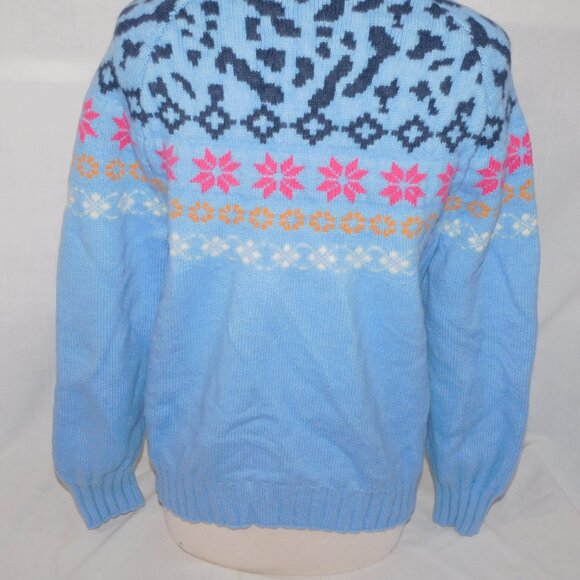 Kari Traa Ingrid Blue Pink Knit Wool Blend half Turtleneck Sweater Womens XL - Picture 12 of 12